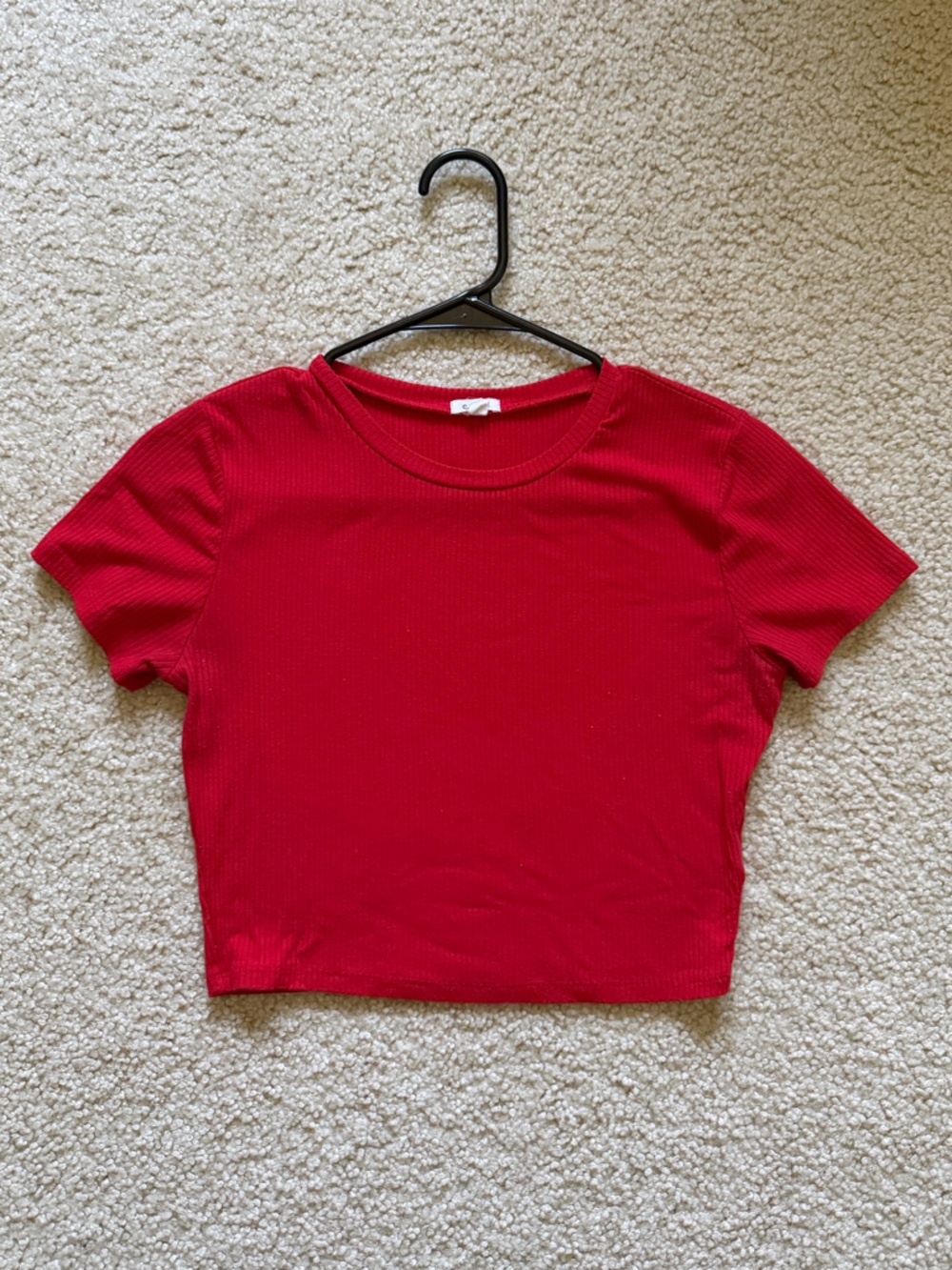 Garage Red Ribbed Crewneck Crop Top ❤️